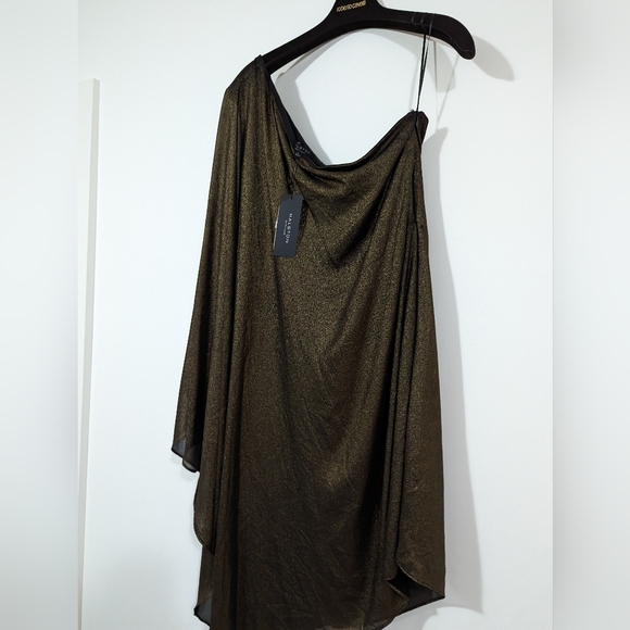 NWT Halston Heritage Metallic One-Shoulder Minidress s:14 - Picture 9 of 9